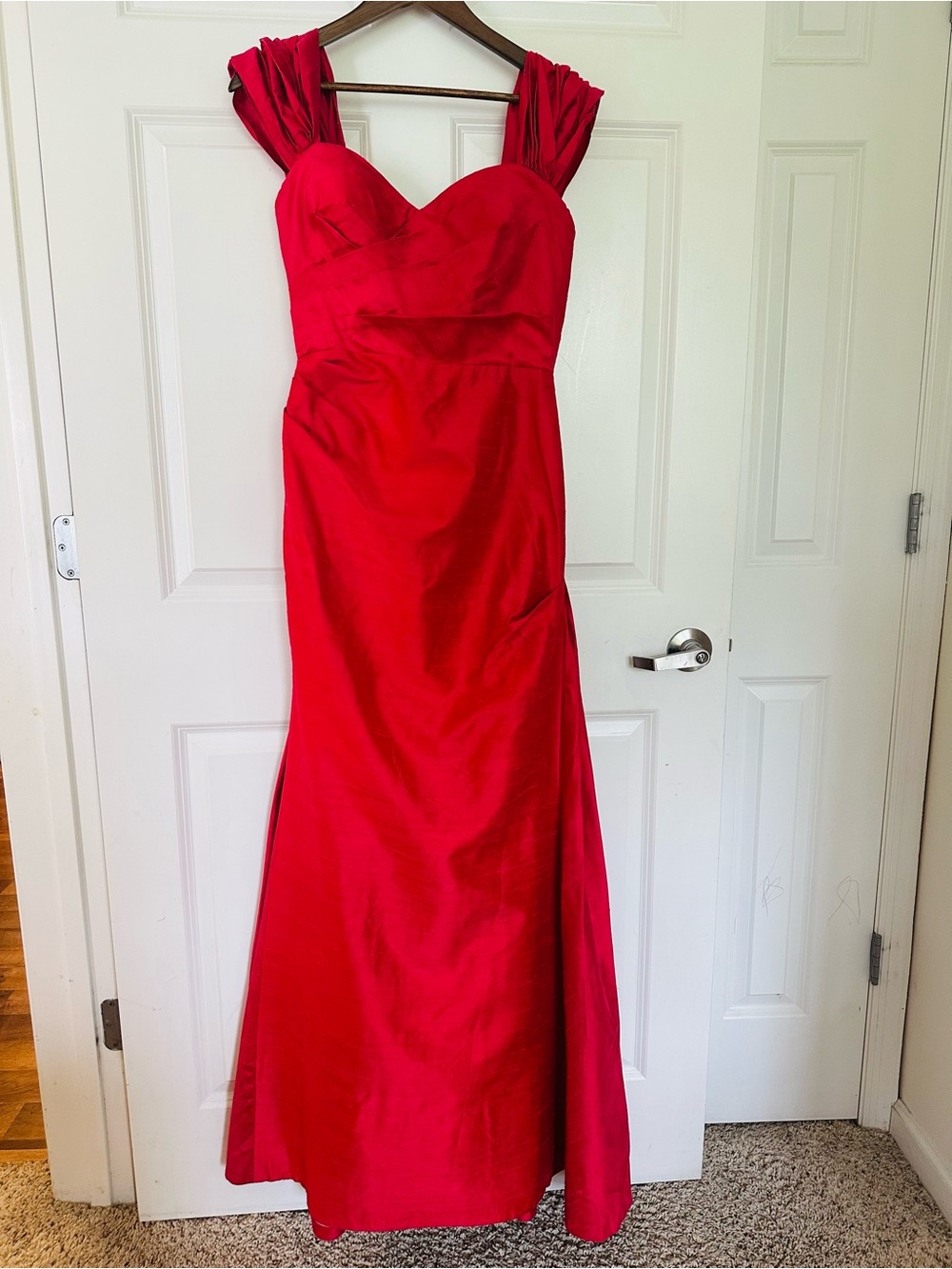 David Meister Red Strap Sweetheart Evening Gown